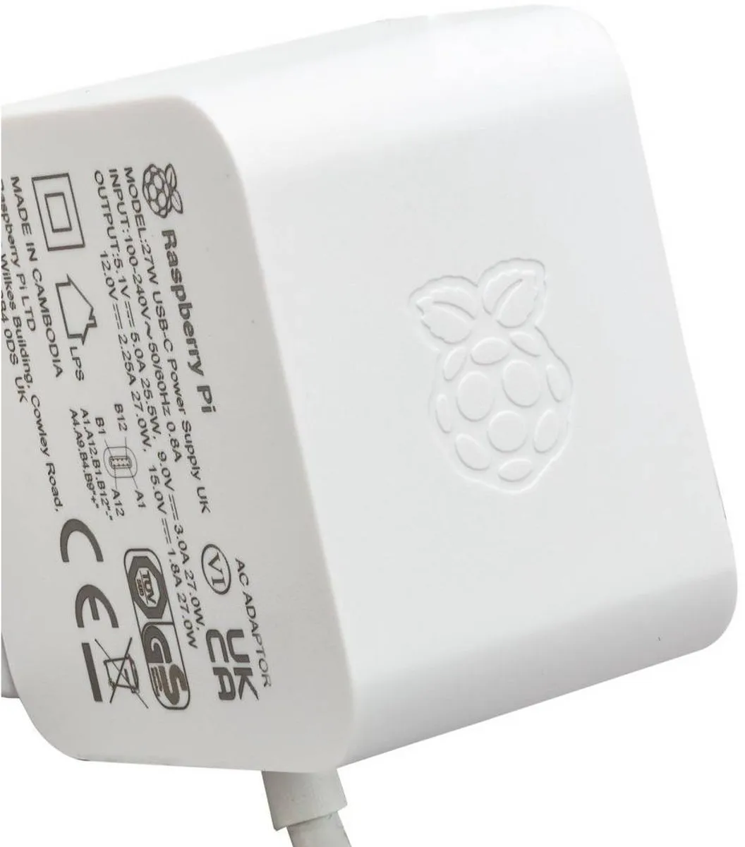 Raspberry Pi 5 27W USB-C Voeding - Wit - afbeelding 6 van 6
