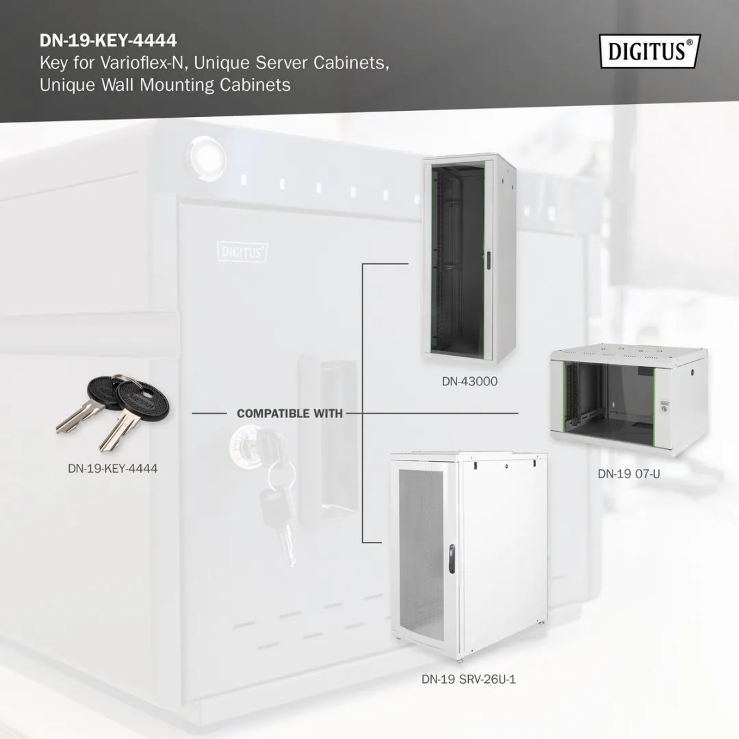 Digitus DN-19-KEY-4444 Vergrendelsleutel - Rack - Zwart/Zilver