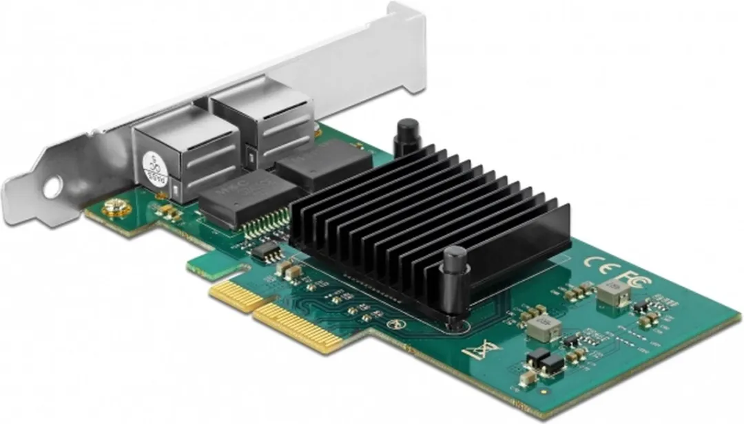 Delock PCIe x4 2x RJ45 Gigabit LAN i82576 - Zwart/Metallic - afbeelding 2 van 4