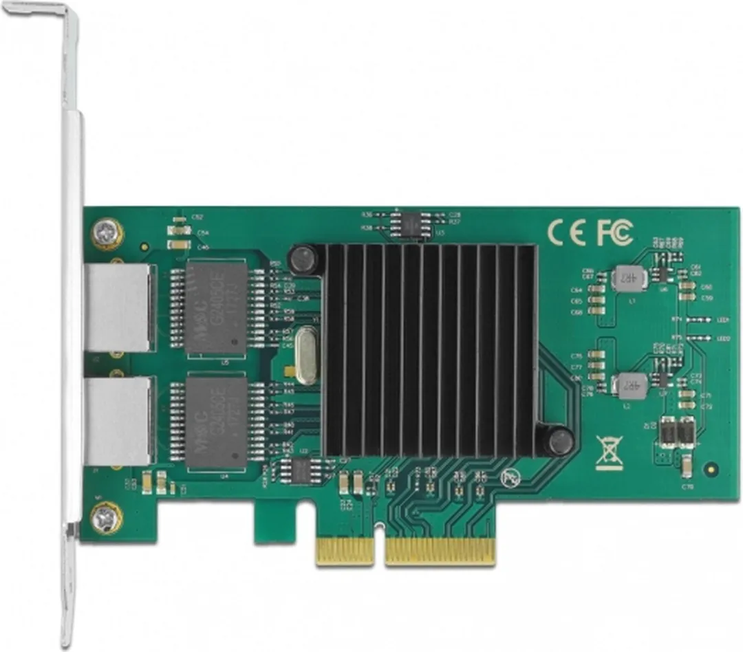 Delock PCIe x4 2x RJ45 Gigabit LAN i82576 - Zwart/Metallic - afbeelding 3 van 4