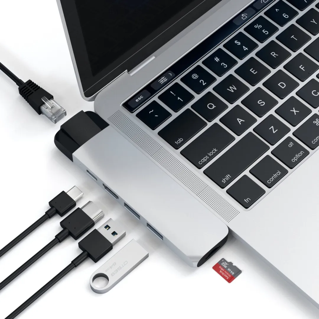 Satechi Type-C Pro Hub SAT07324 - 4K HDMI & Ethernet - Zilver