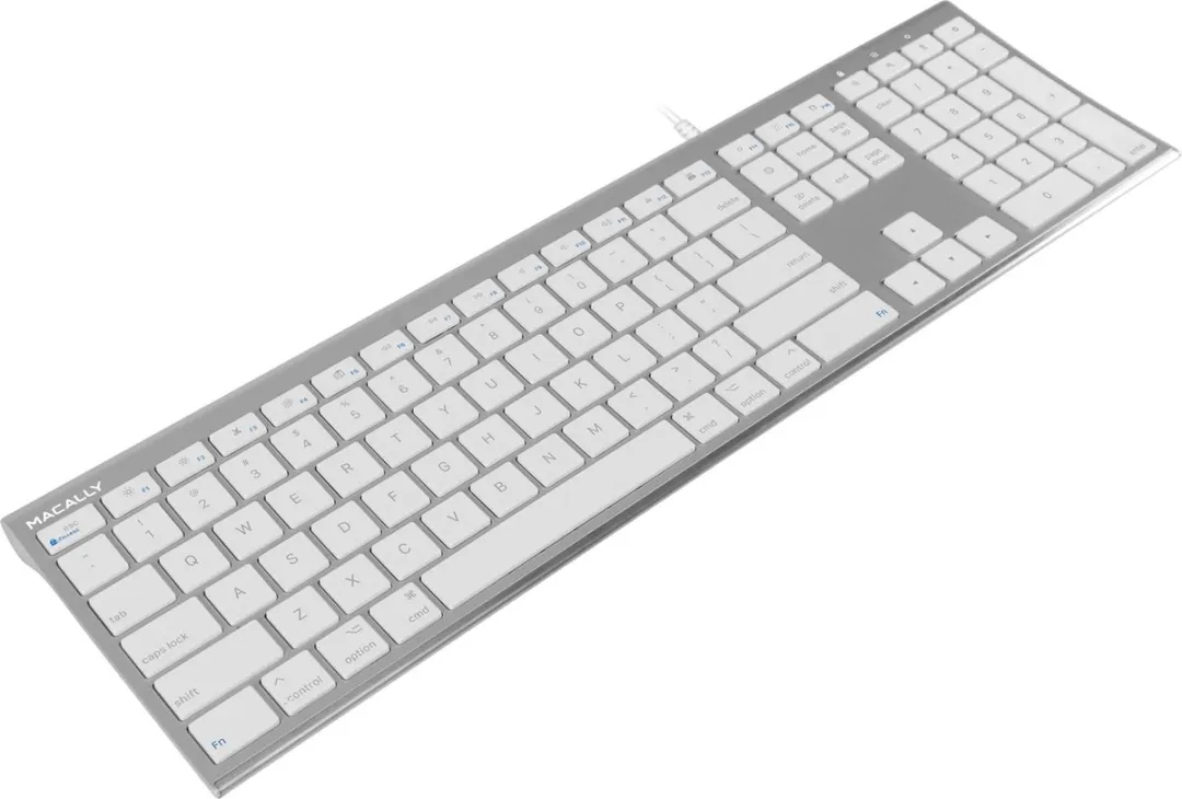 Macally ACEKEYA USB-A Toetsenbord - US QWERTY - Wit/Zilver - afbeelding 6 van 6