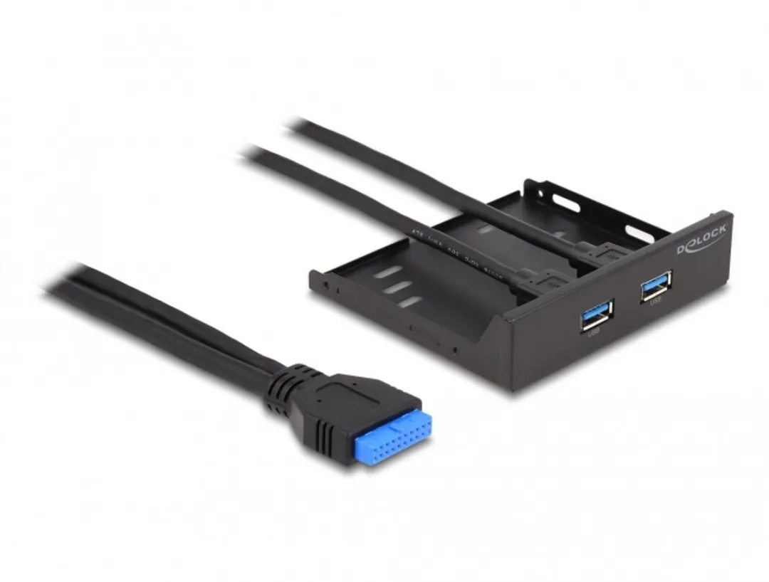 Delock 3,5" Voorpaneel USB 3.0 - 2 Poorten Zwart