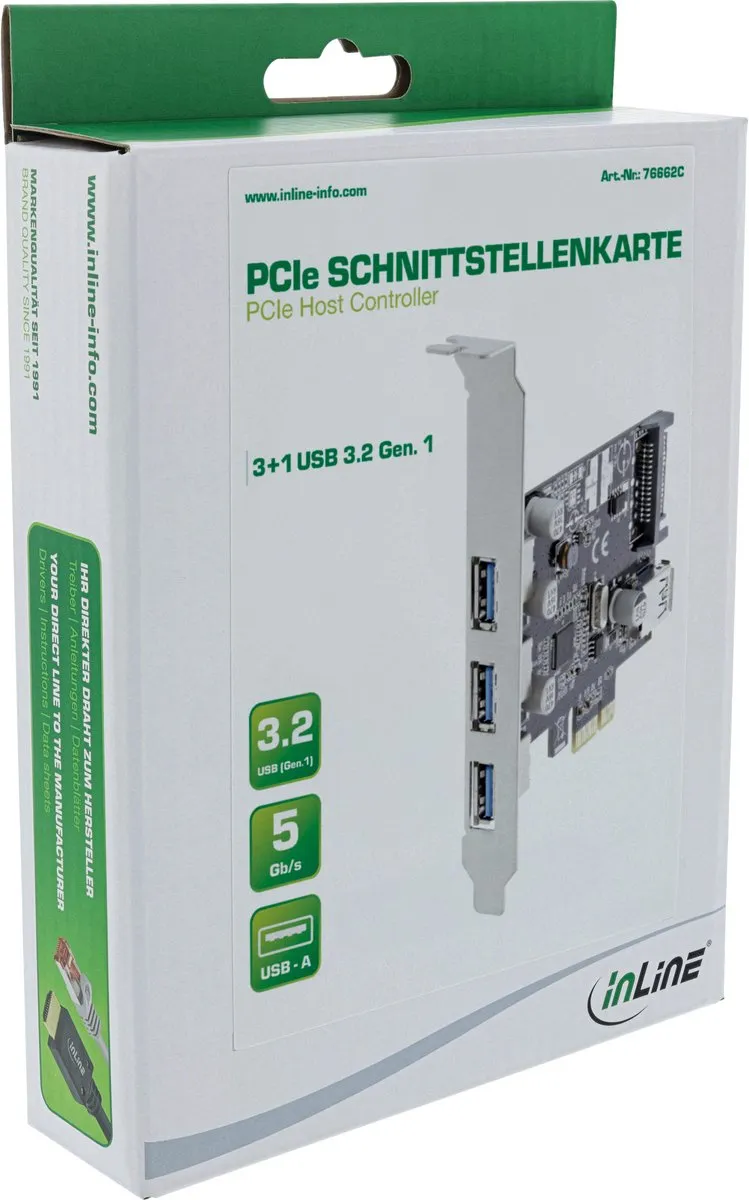 InLine 76662C interfacekaart/-adapter USB 3.2 Gen 1 (3.1 Gen 1)