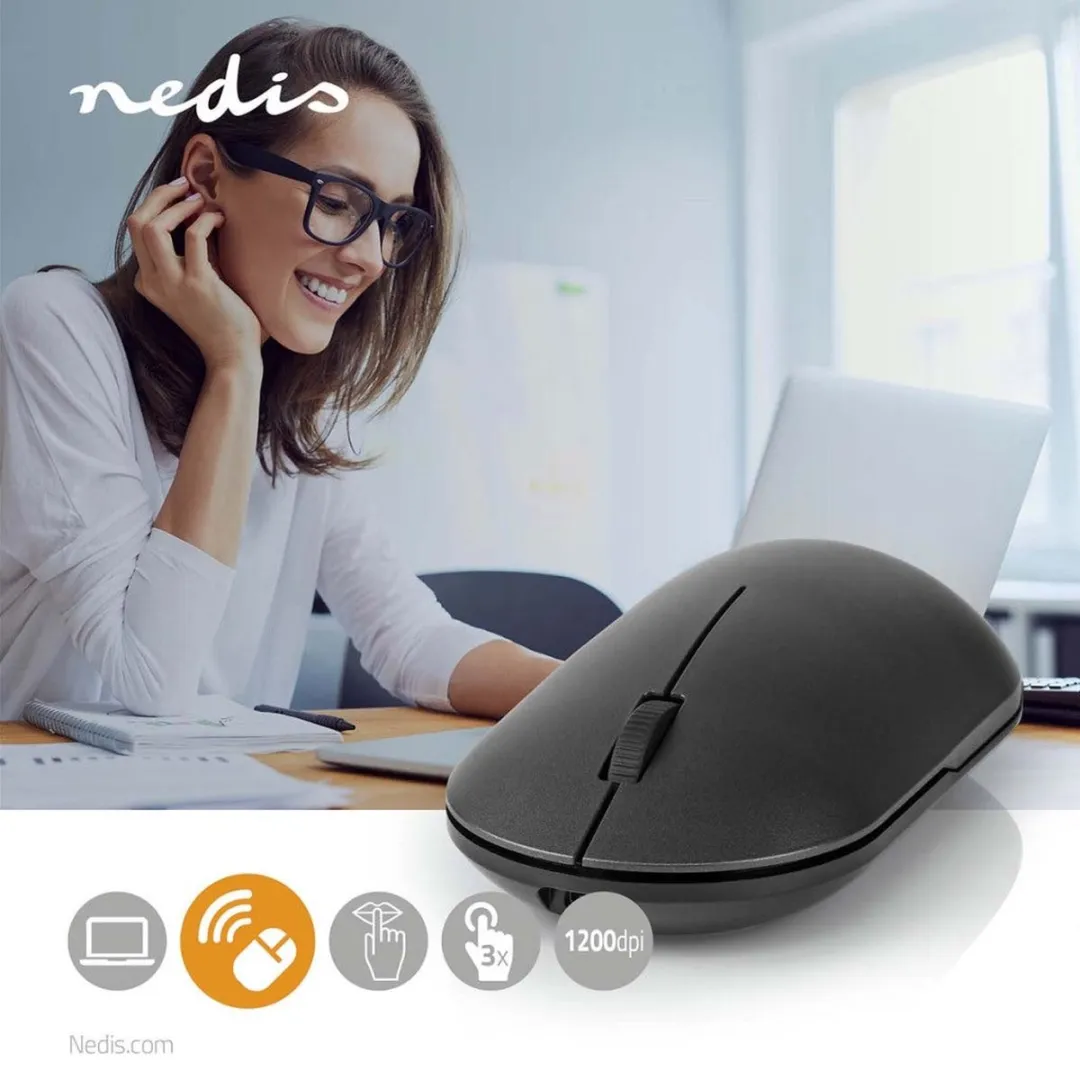Nedis MSWS410BK Draadloze Muis - Zwart