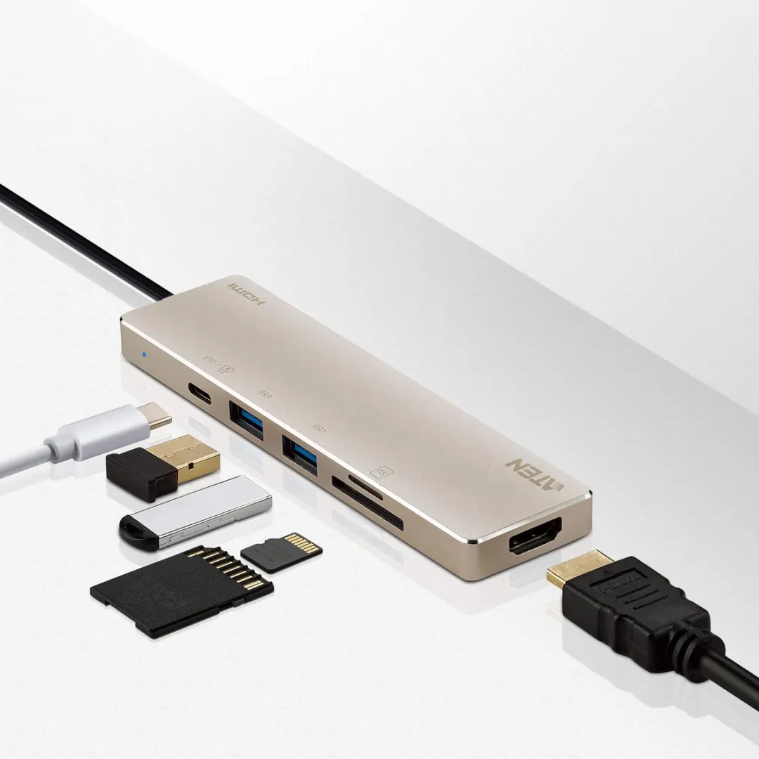 ATEN UH3239 USB-C Mini Dock - HDMI - Champagne/Goud - afbeelding 6 van 6