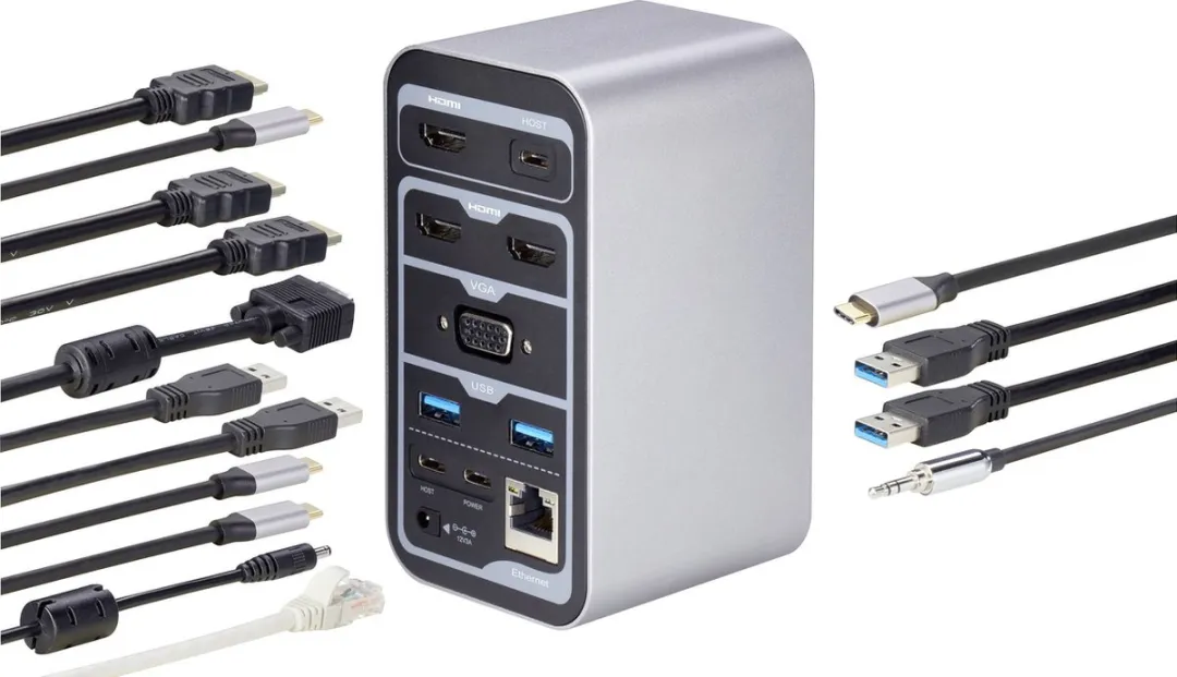 Renkforce RF-4499452 USB-C Dockingstation - Grijs/Zwart