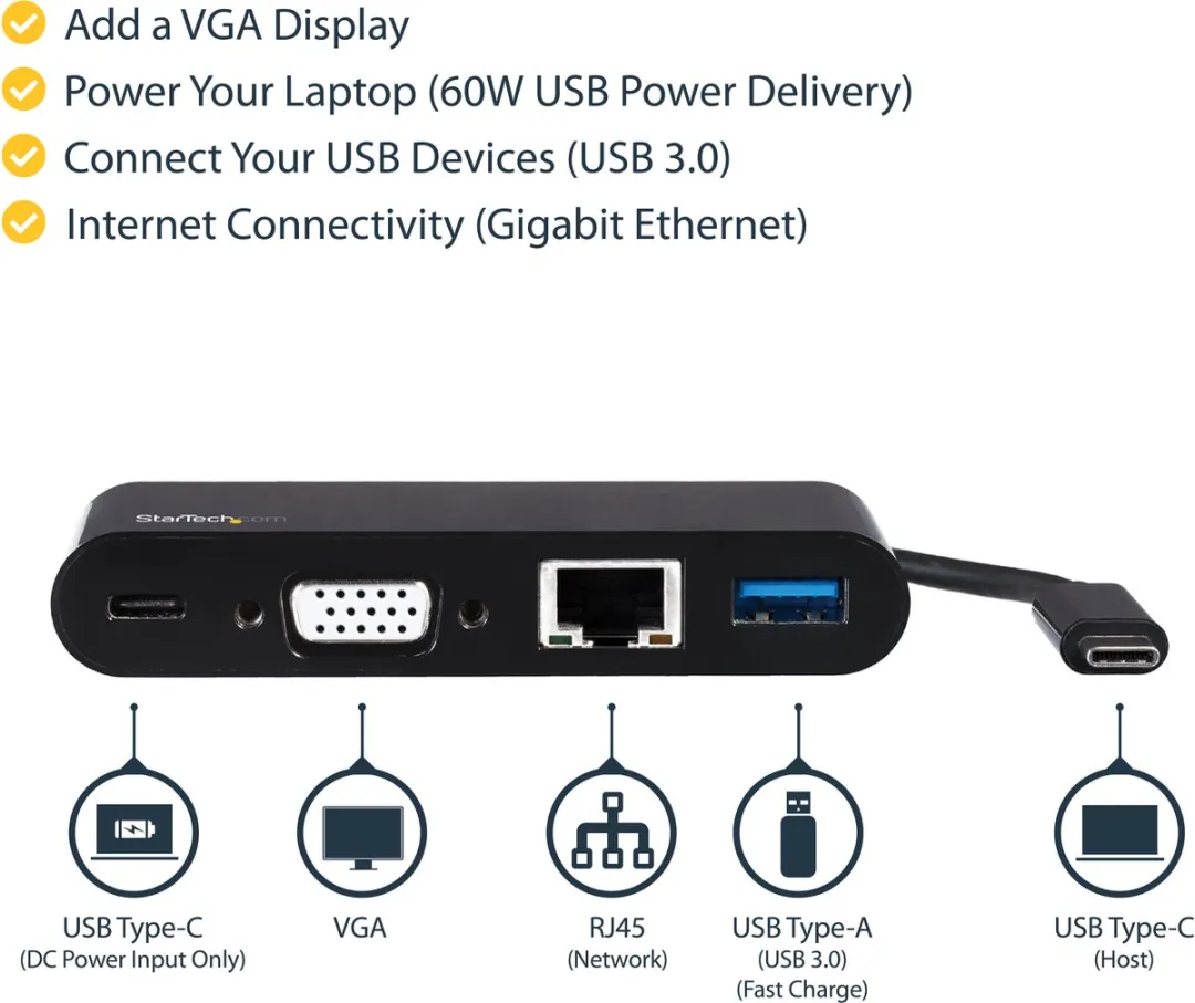 Startech DKT30CVAGPD USB-Hub - Zwart - afbeelding 2 van 6