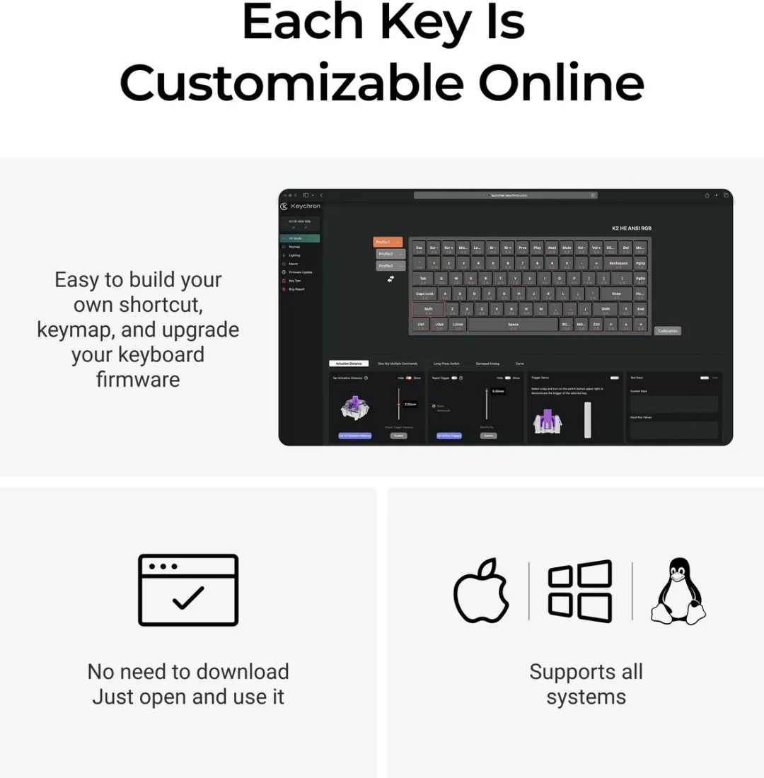 Keychron K2 HE K2H-J1 Toetsenbord - Nebula Switch - Zwart
