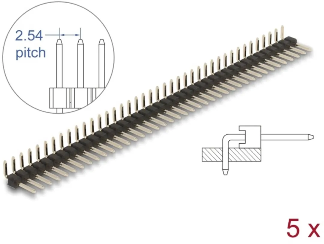 Delock 40 Pin Header 2.54mm 1-rij Hoekig