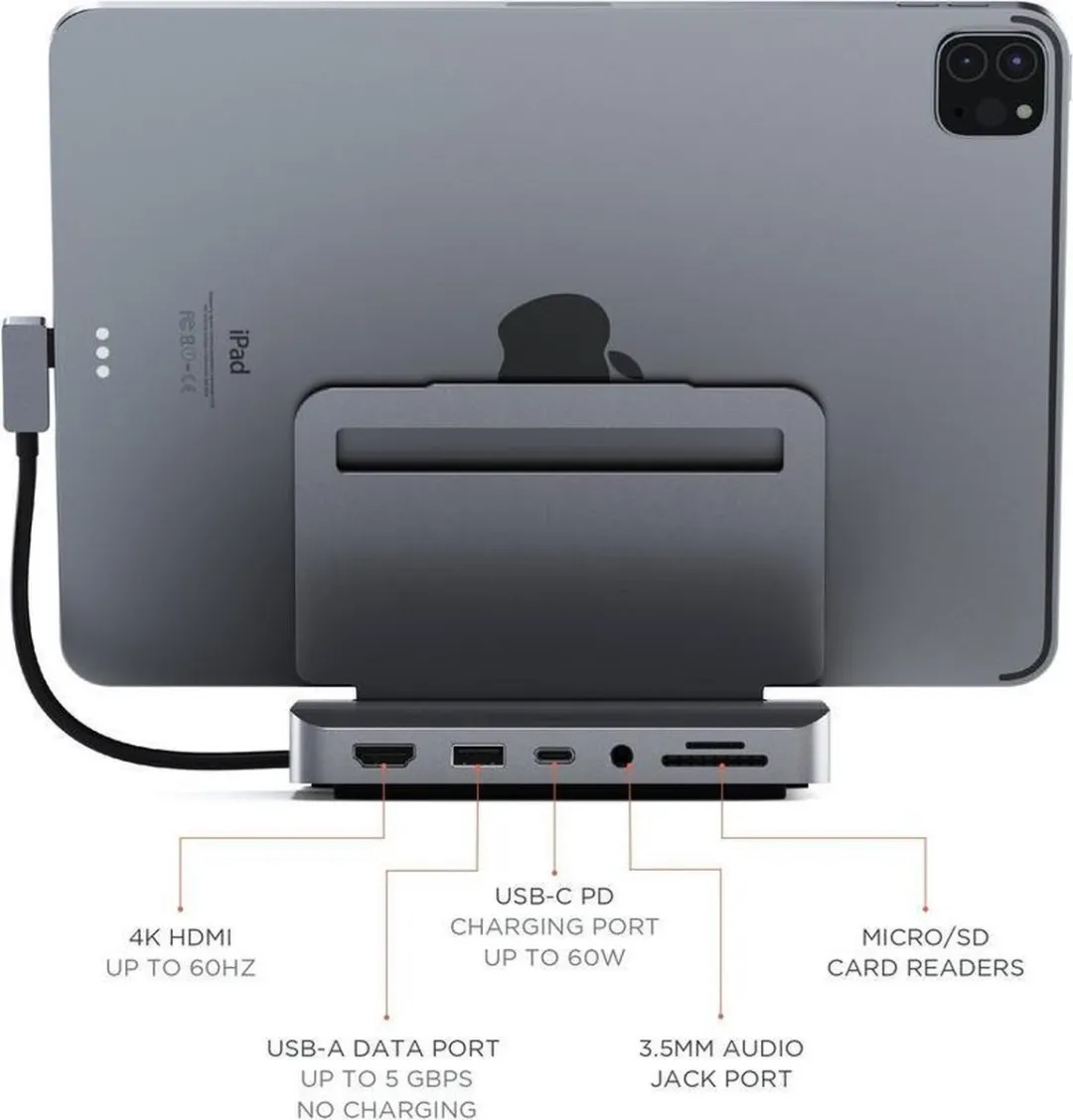 Satechi ST-TCSHIPM Aluminum Stand Hub iPad Pro - Grijs
