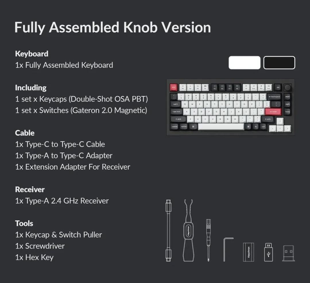 Keychron Q1H-M1 Q1 HE Toetsenbord - Zwart/Grijs