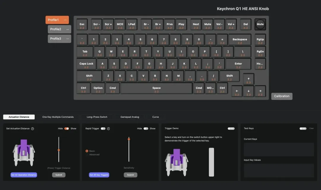 Keychron Q1H-M1 Q1 HE Toetsenbord - Zwart/Grijs