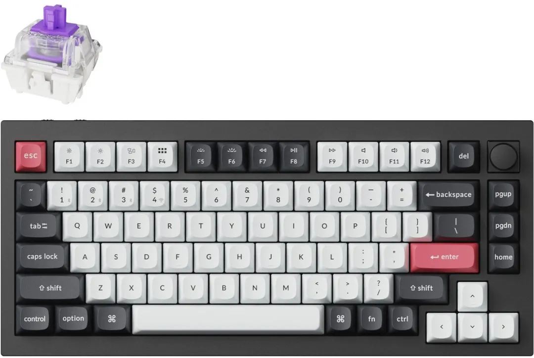 Keychron Q1H-M1 Q1 HE Toetsenbord - Zwart/Grijs