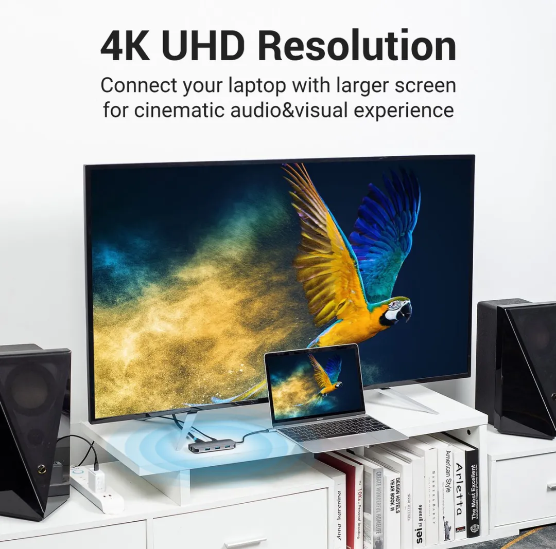 Vention USB C Hub TOHHB 6-in-1 - 4K HDMI & RJ45 - Zwart - afbeelding 5 van 6