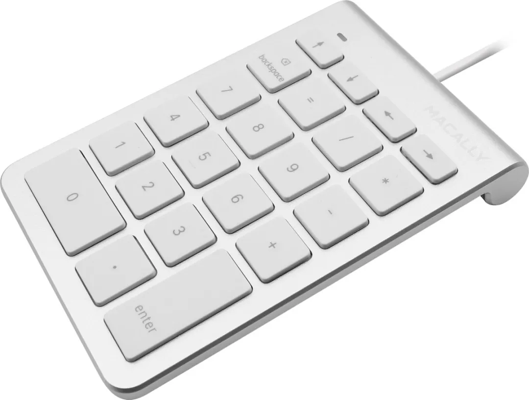 Macally UCNUMKEY22 USB-C Numeriek Toetsenbord - Wit/Zilverkleurig