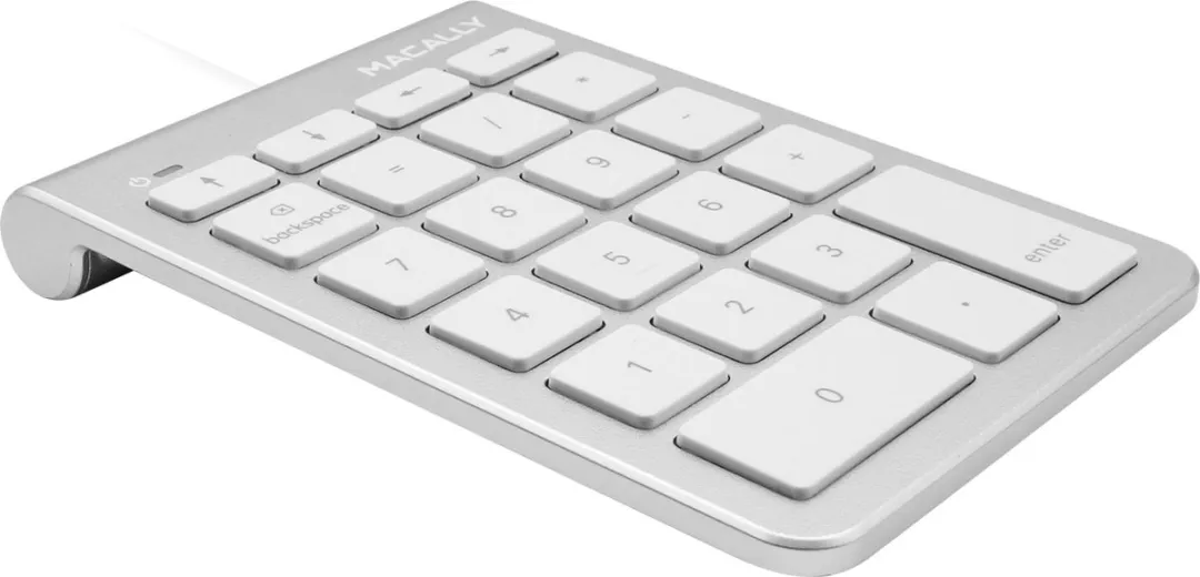 Macally UCNUMKEY22 USB-C Numeriek Toetsenbord - Wit/Zilverkleurig