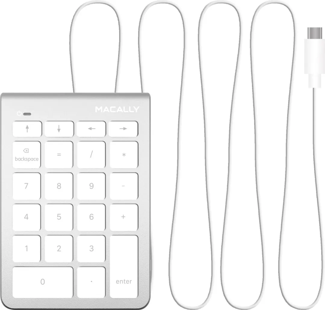 Macally UCNUMKEY22 USB-C Numeriek Toetsenbord - Wit/Zilverkleurig