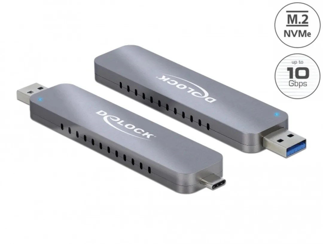 Delock 42616 M.2 NVMe SSD Behuizing - USB-C/USB-A Grijs