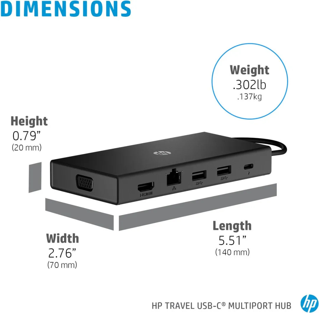 HP 1C1Y5AA USB-C Reishub - Zwart - afbeelding 6 van 6
