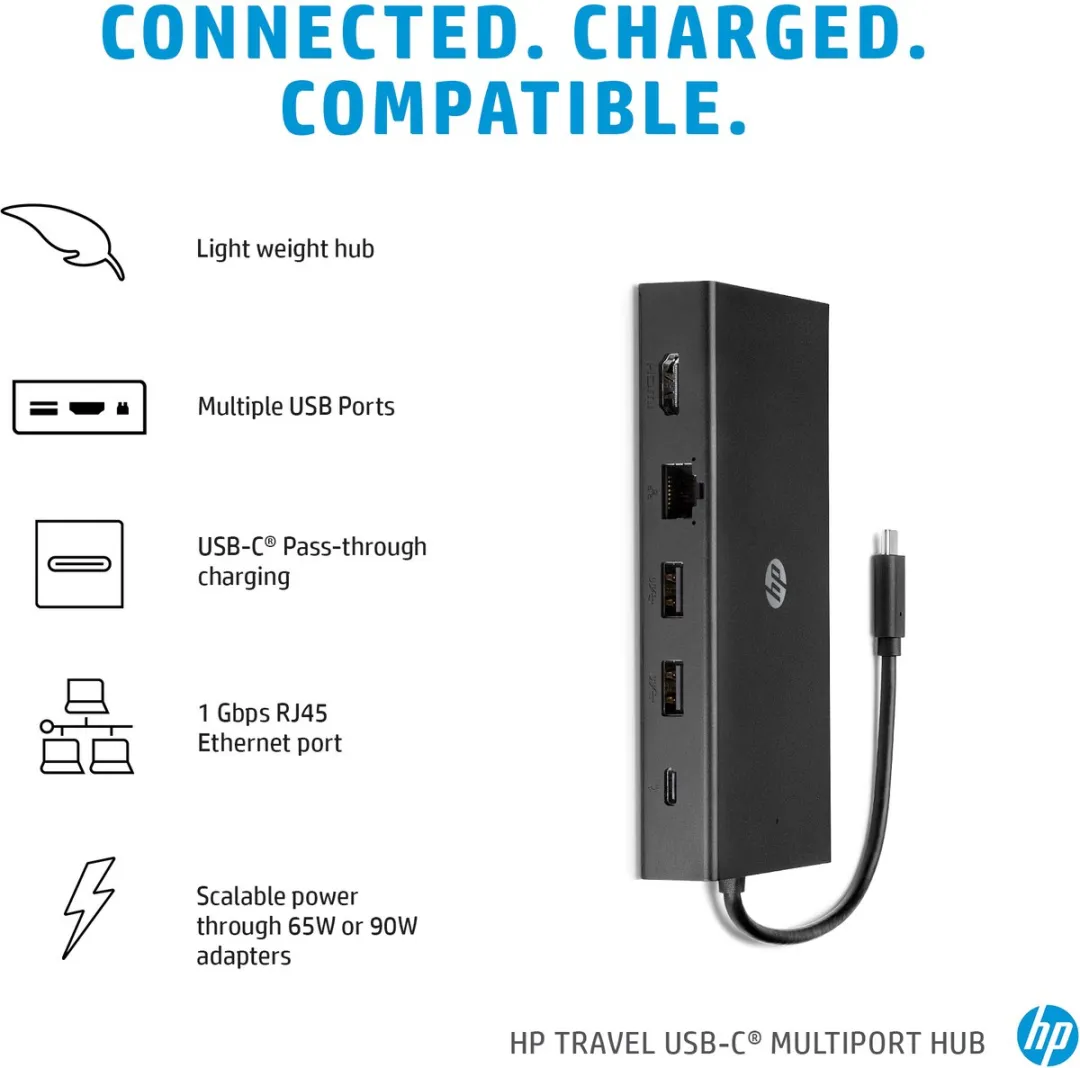 HP 1C1Y5AA USB-C Reishub - Zwart - afbeelding 2 van 6