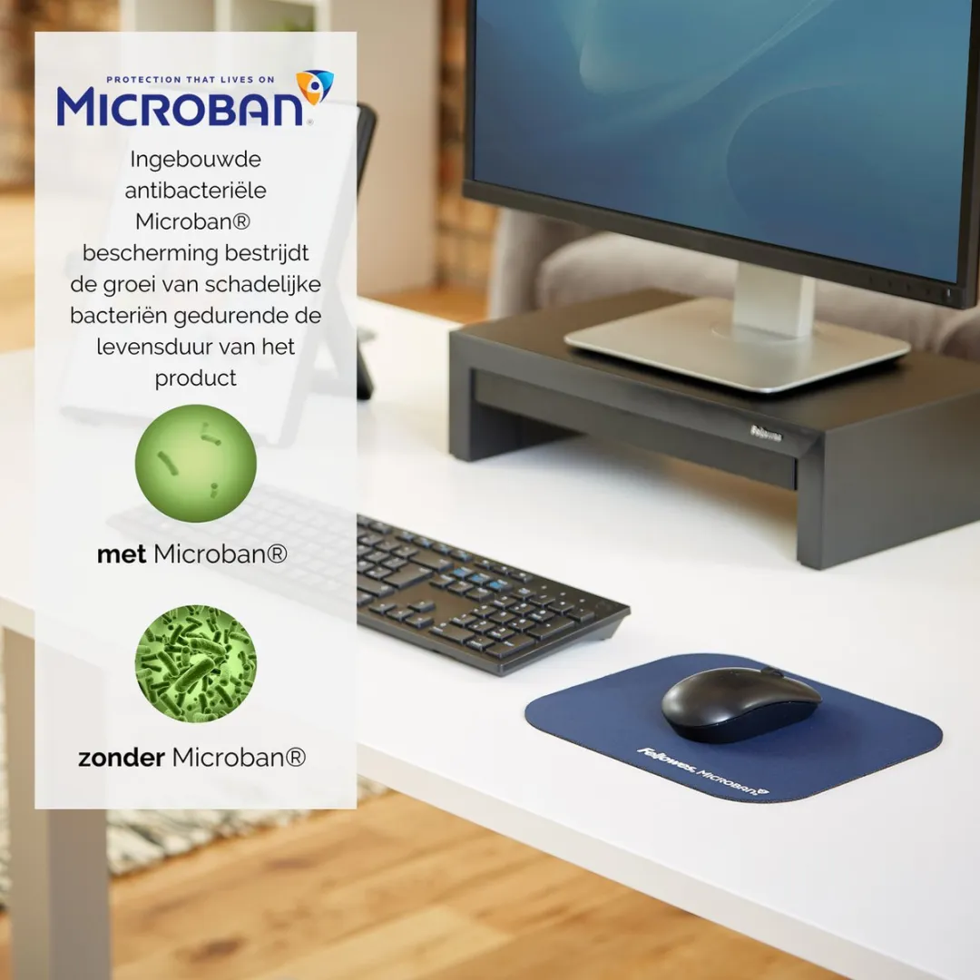 Fellowes Microban Muismat 5933805 - Antibacterieel - Blauw
