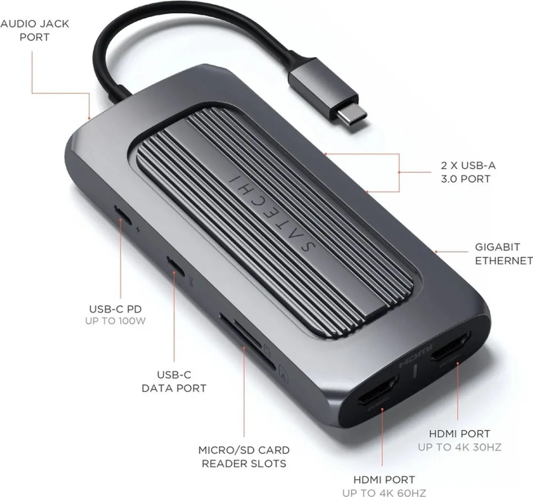 Satechi USB-C Multiport MX Adapter - Grijs