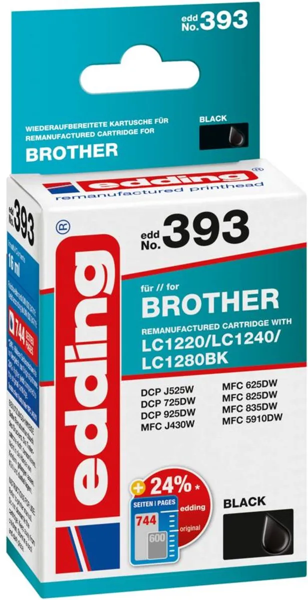 edding Inktcartridge 18-393 - Zwart - o.a. Brother