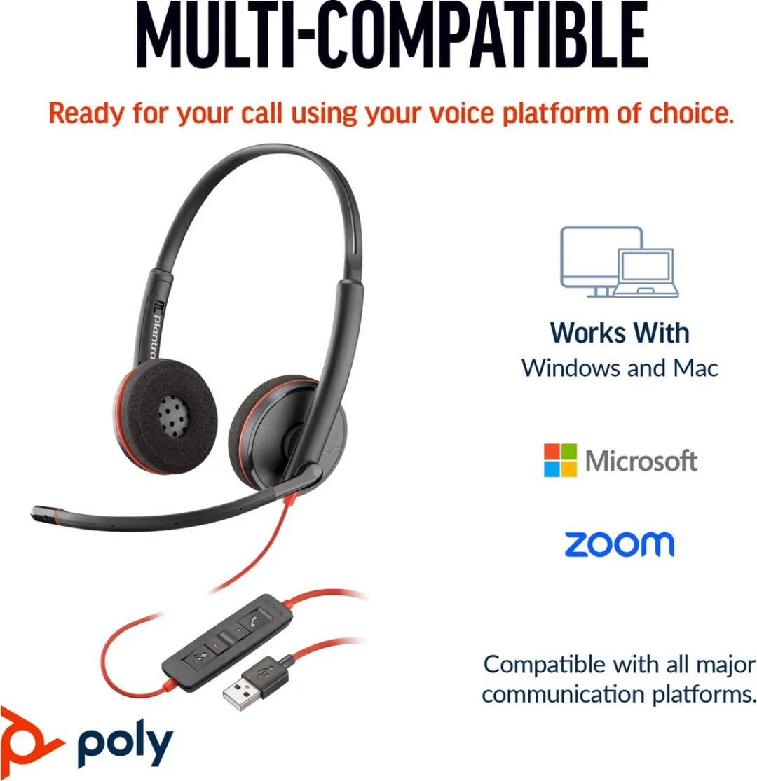 Poly Blackwire 3220 USB-C Headset - Zwart