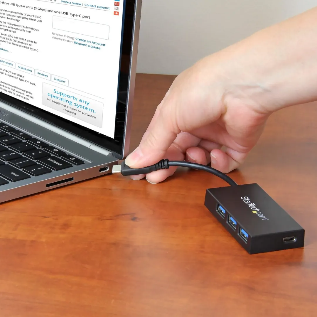 Startech HB30C3A1CFB USB 3.0 Hub - USB-C naar 1x USB-C + 3x USB-A - Zwart