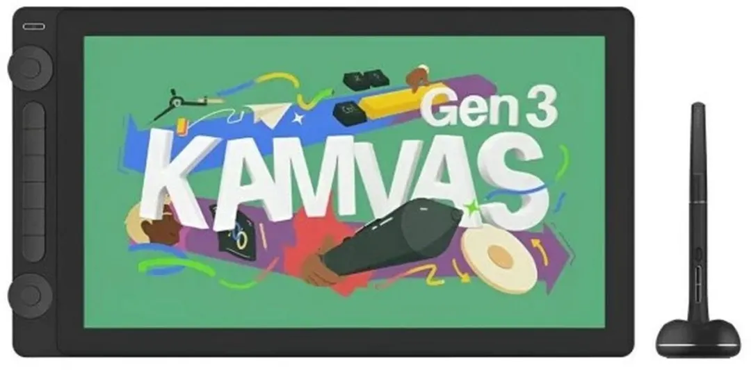 Huion Kamvas 16 Gen 3 GS1563 Pen Display - 16" - Zwart/Groen/Paars
