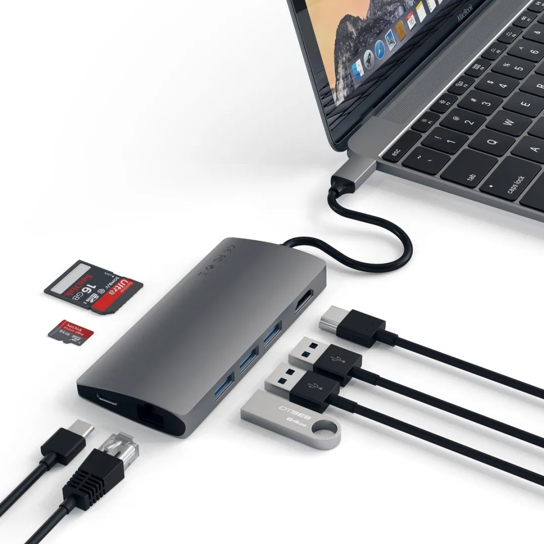 Satechi TYPE-C Multi-Port Adapter ST-TCMA2M - 3x USB - Grijs