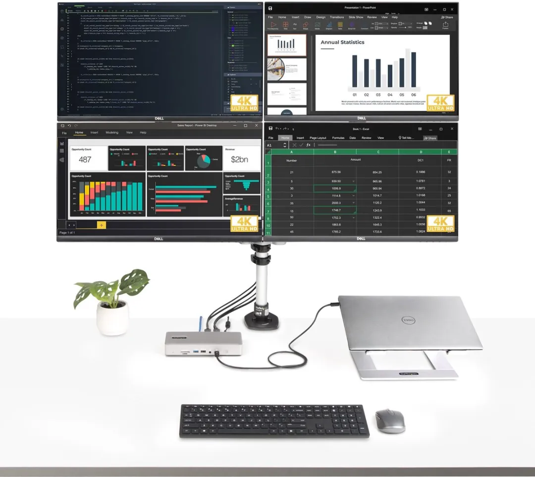 Startech 132UE-TB4USB4DOCK Thunderbolt 4 Dock - 7x USB, 2x HDMI/2x DP, 2.5Gb Ethernet - Grijs