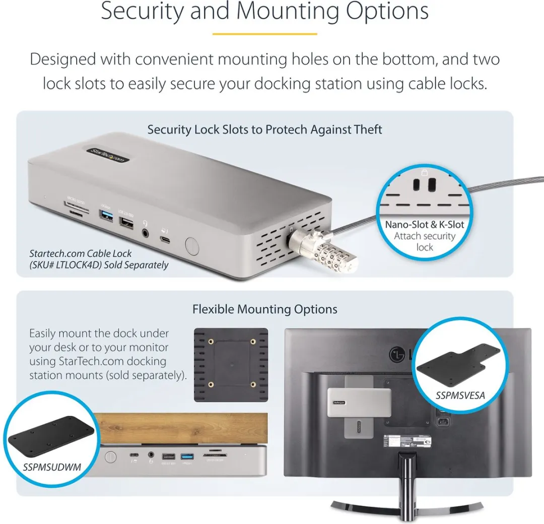 Startech 132UE-TB4USB4DOCK Thunderbolt 4 Dock - 7x USB, 2x HDMI/2x DP, 2.5Gb Ethernet - Grijs