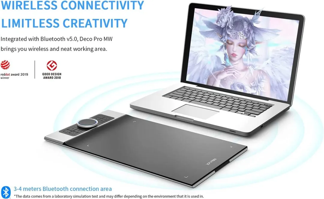 XPPen Deco Pro MW - Bluetooth Tekentablet- 11x6 Inch - 8192 Niveaus Stylus