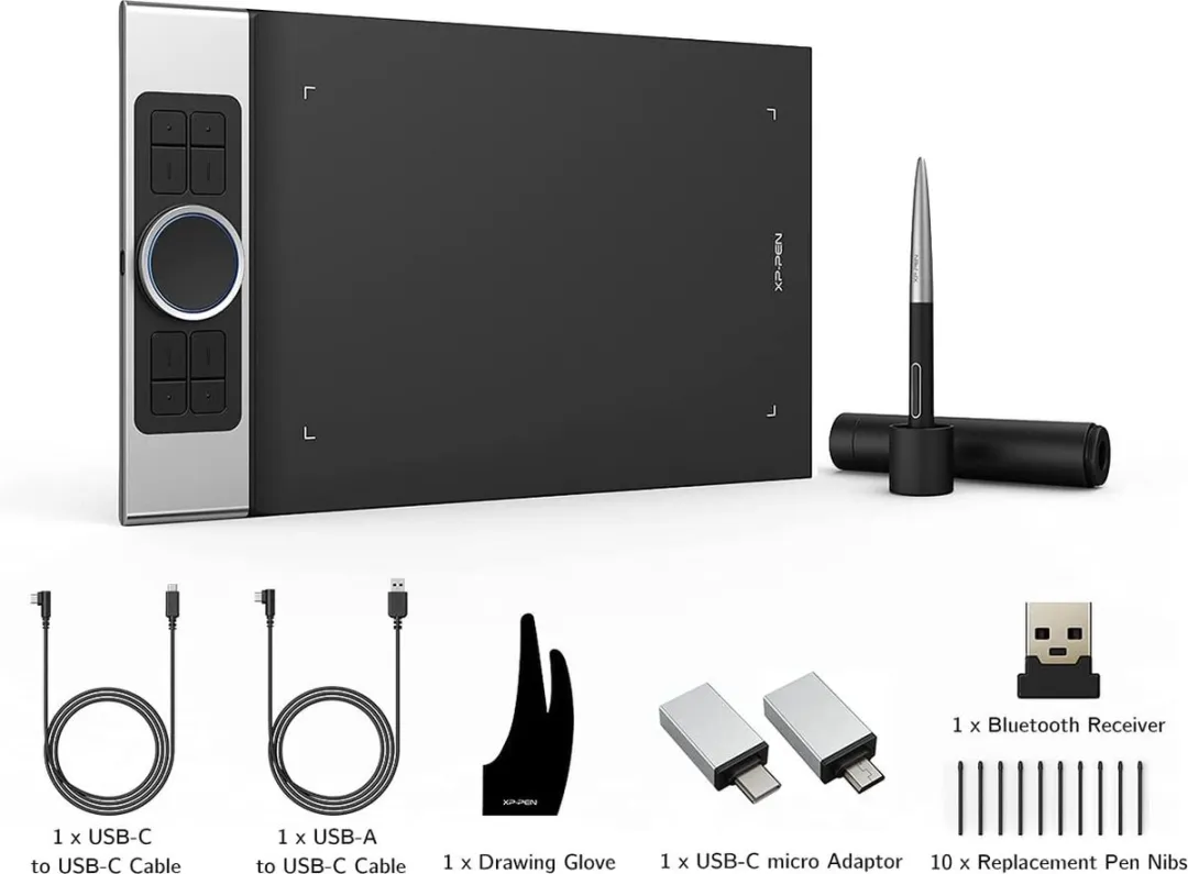 XPPen Deco Pro MW - Bluetooth Tekentablet- 11x6 Inch - 8192 Niveaus Stylus