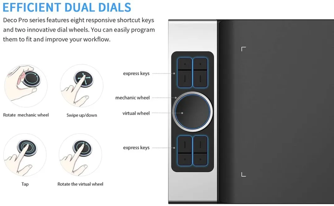 XPPen Deco Pro MW - Bluetooth Tekentablet- 11x6 Inch - 8192 Niveaus Stylus