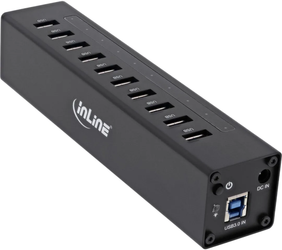 InLine USB Hub 10 Poorten 3.0 - 12V Voeding - 35395C Zwart