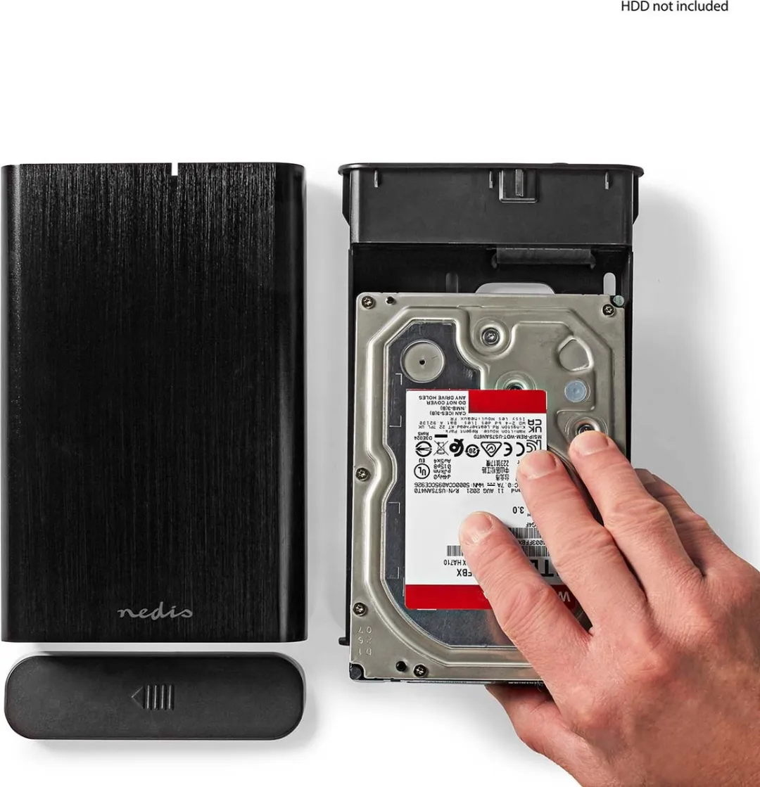Nedis HDDE35410BK 3,5" HDD-behuizing - USB 3.1 Gen1 - Zwart - afbeelding 6 van 6