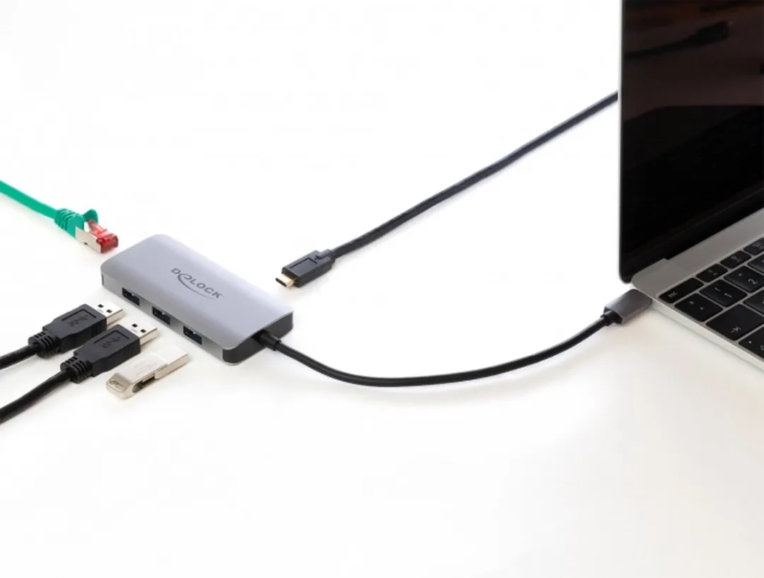 Delock 63252 USB 3.2 Hub 4 Poorten - Grijs - afbeelding 2 van 5