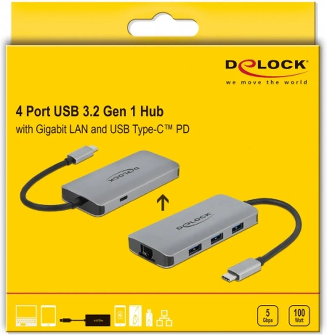 Delock 63252 USB 3.2 Hub 4 Poorten - Grijs - afbeelding 3 van 5