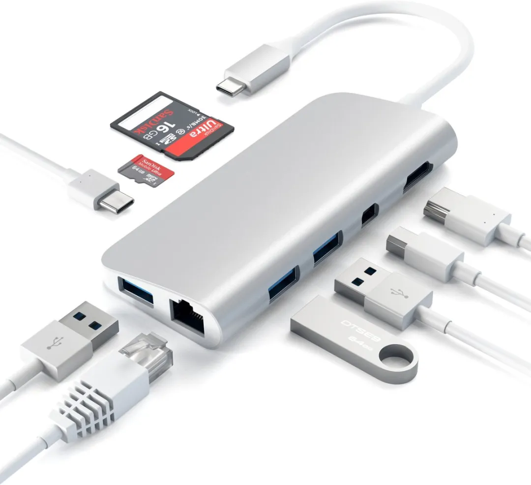 Satechi TYPE-C Multimedia Adapter ST-TCMM8PAS - Grijs