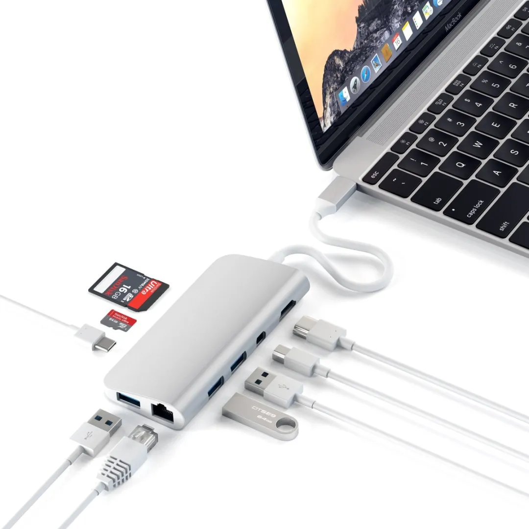 Satechi TYPE-C Multimedia Adapter ST-TCMM8PAS - Grijs