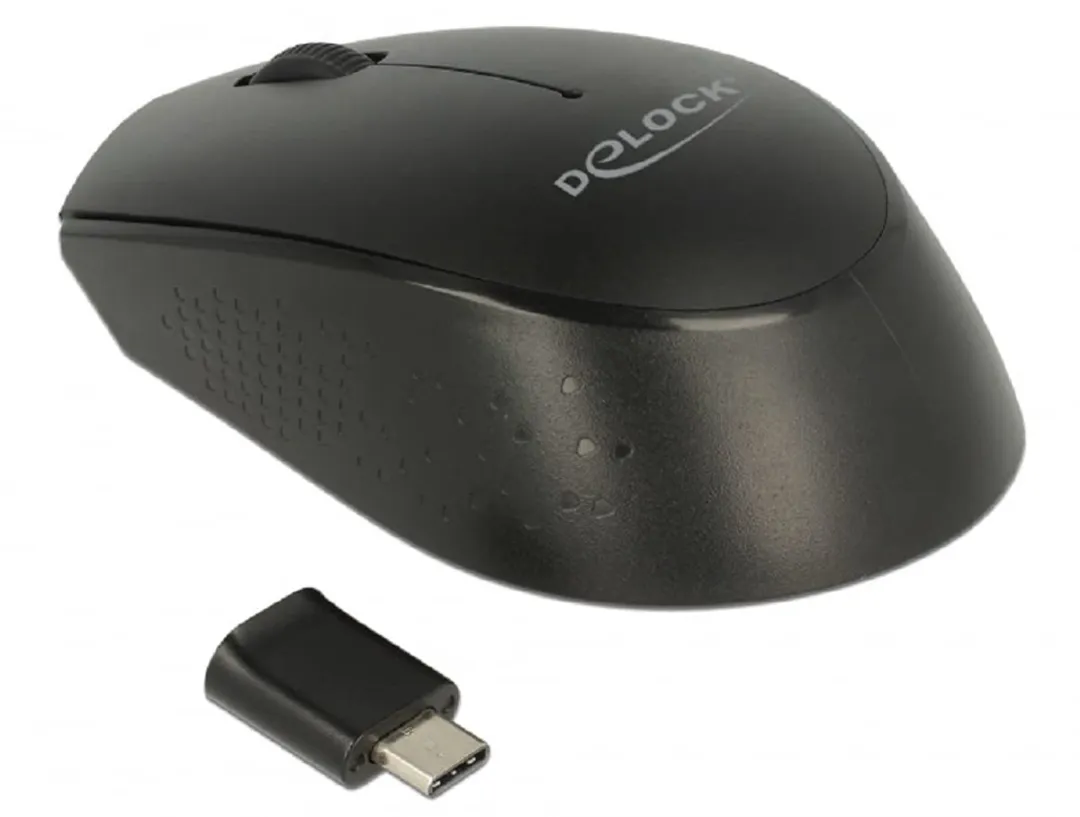 Delock 12526 Draadloze USB-C Mini Muis - 1000 DPI - Zwart