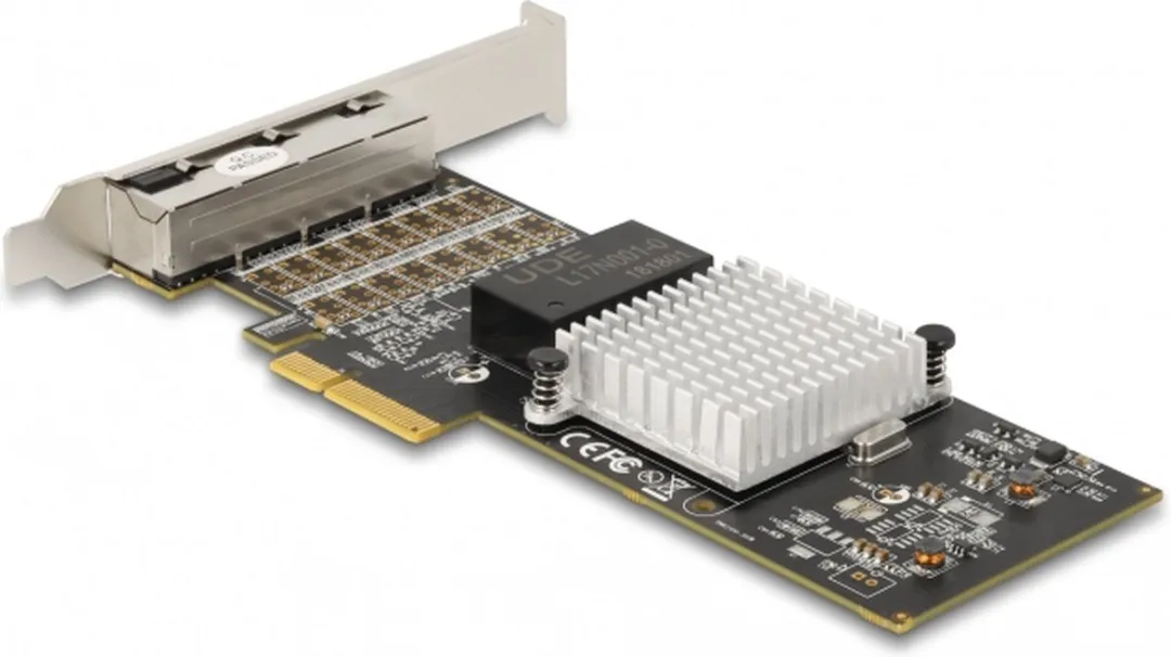 Delock PCIe x4 naar 4x RJ45 Gigabit LAN i350 - Zwart