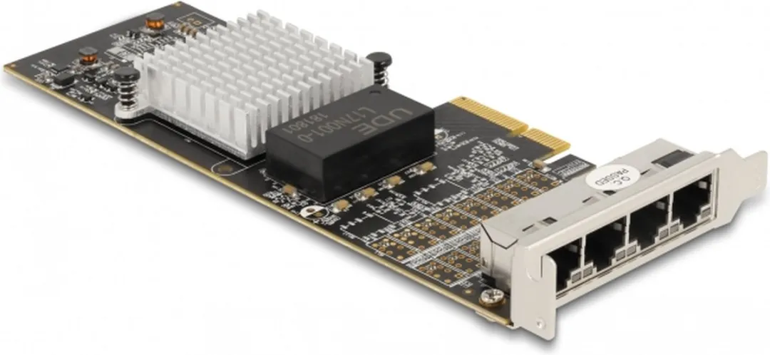 Delock PCIe x4 naar 4x RJ45 Gigabit LAN i350 - Zwart