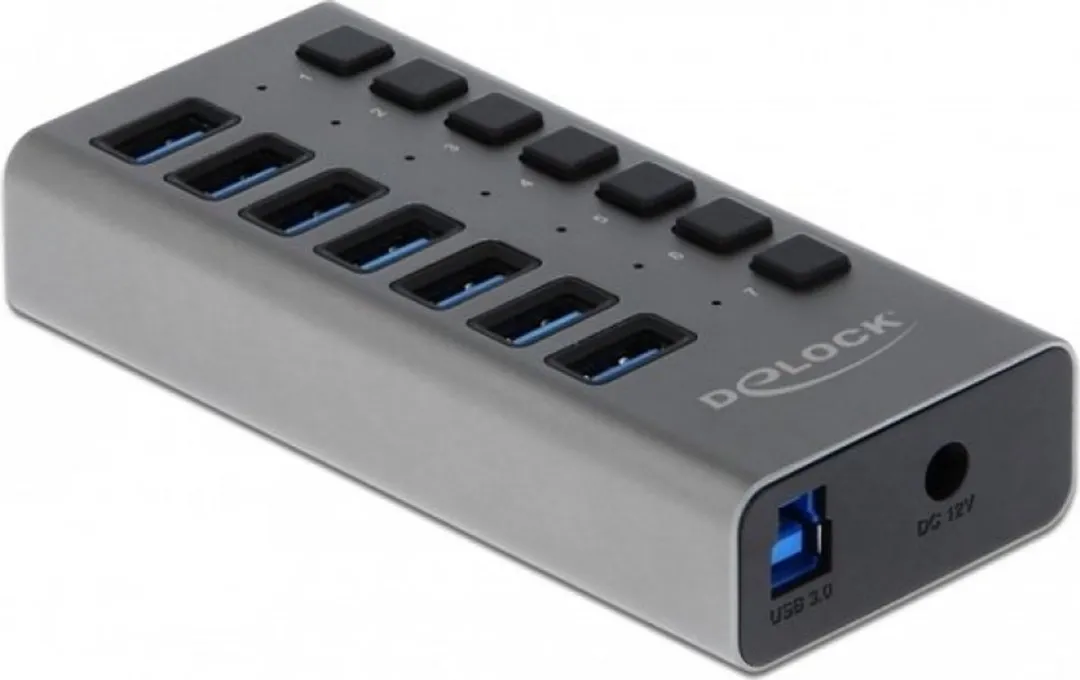 Delock USB Hub 7 Poorten 63669 - Grijs