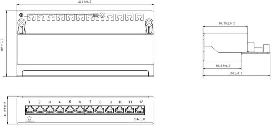 Renkforce RF-4456725 Netwerkpatchbox CAT 6 - 12 Poorten - 1 HE