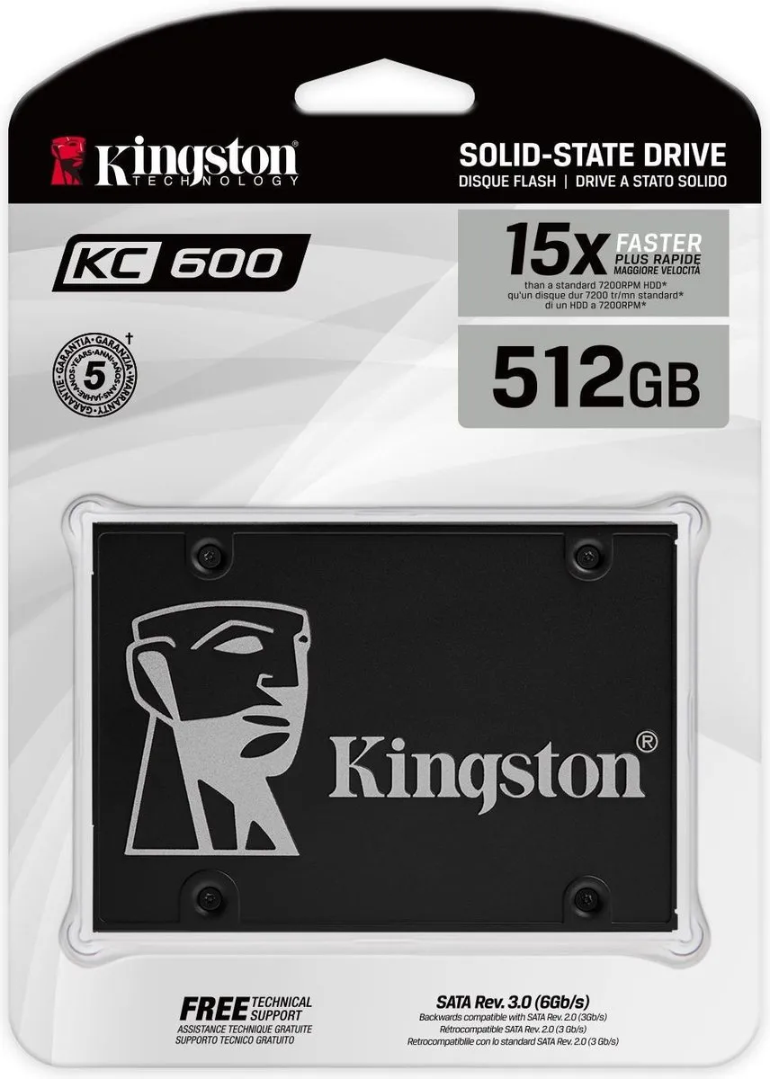 Kingston KC600 SKC600/1024G SSD 1TB - 2.5" SATA III - afbeelding 6 van 6