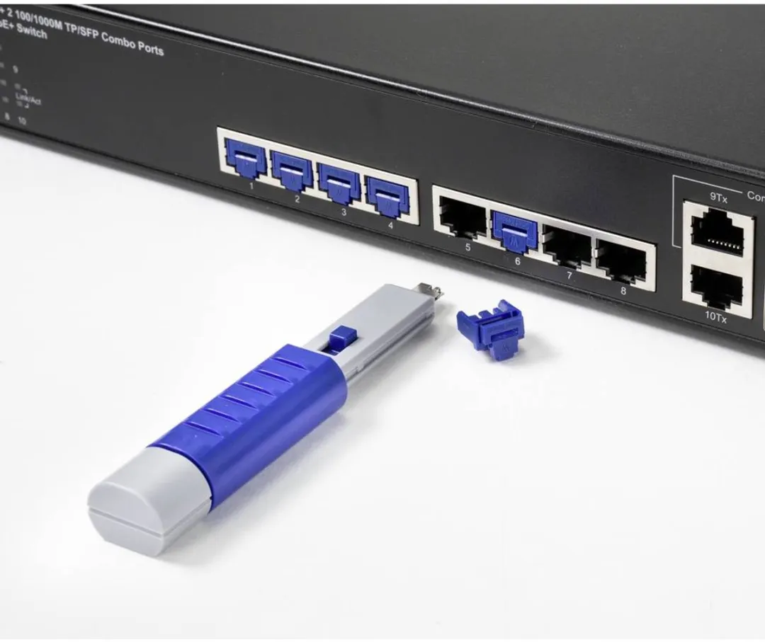 Renkforce RJ45 LAN-poortslot Set - 10 Stuks - Zilver-blauw